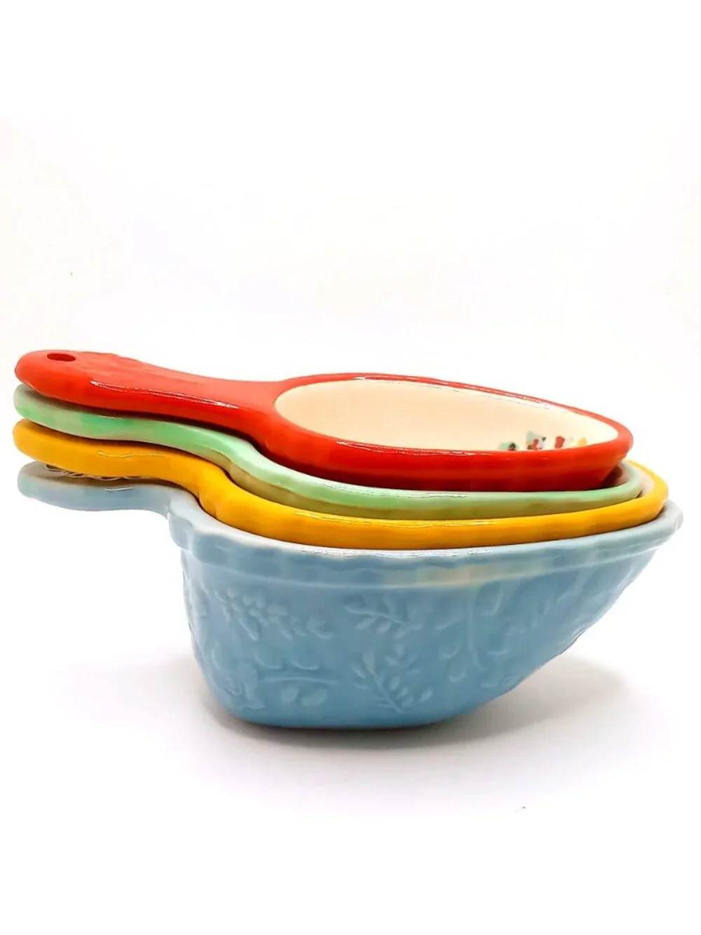 Pioneer Woman Willow Stoneware Measuring Spoon Scoop Set 4 Floral Kitchen Decor